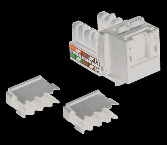 Модуль Keystone, RJ45, неэкранированный, кат.5E, со встроенной шторкой, 90 градусов, белый фото 1