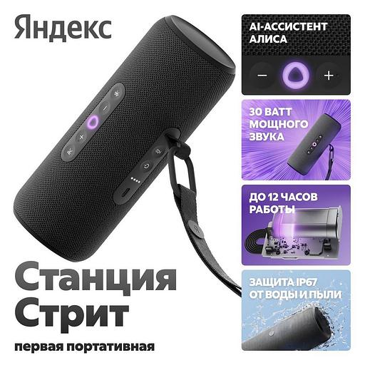 Портативная умная колонка Яндекс Станция Стрит с Алисой, 30 Вт, YNDX-00030BLK, чёрный фото 1