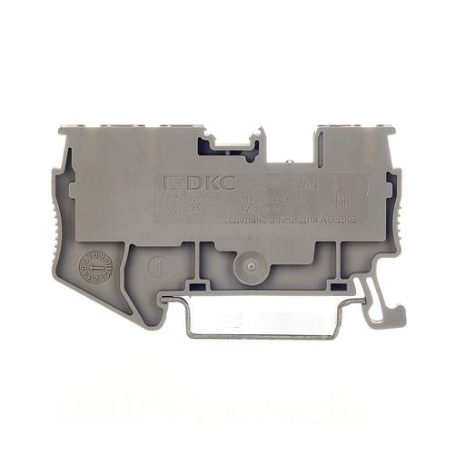 Клемма проходная, зажим push-in, 3 точки подключения, 2.5 кв.мм, серая фото 2