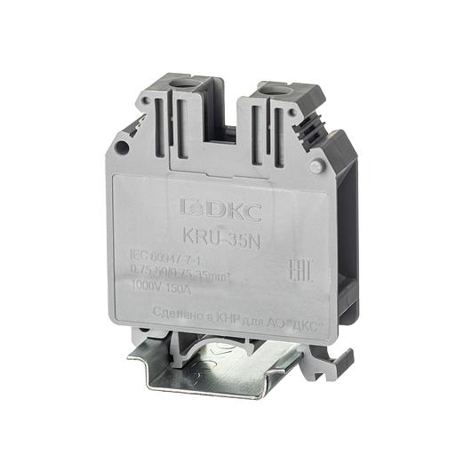 Клемма проходная, винтовой зажим, 2 точки подключения, 35 кв.мм, серая фото 1