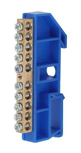 Шина N ноль на DIN-изол ШНИ-6х9-10-Д-синий фото 1