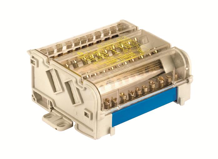 Блок распределительный на DIN рейку 2 полюса 100А 5х6мм 2х7.5мм фото 1