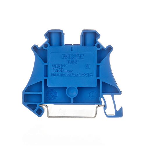 Клемма проходная, винтовой зажим, 2 точки подключения, 6 кв.мм, синяя фото 2