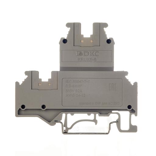 Клемма двухуровневая, винтовой зажим, 4 точки подключения, 4 кв.мм, серая фото 2