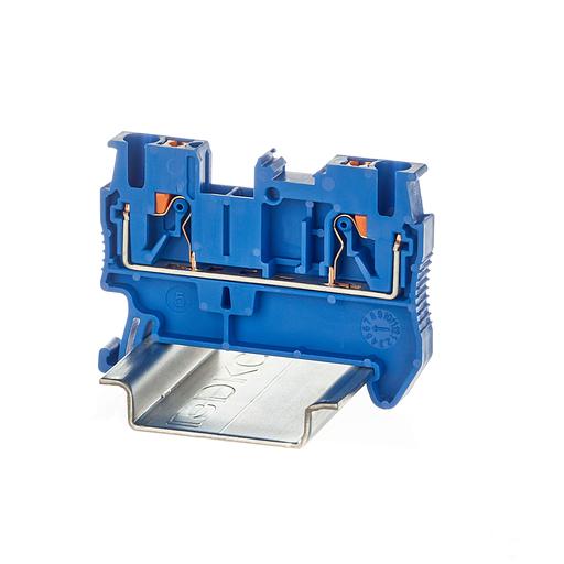 Клемма проходная, зажим push-in, 2 точки подключения, 2.5 кв.мм, синяя фото 1