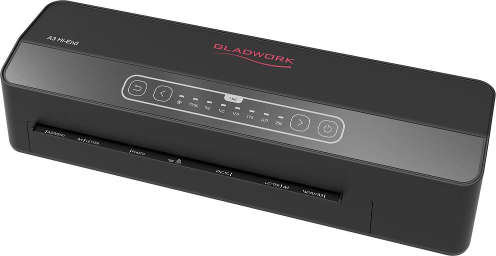 Ламинатор Gladwork jLam A3 Hi-End черный A3 (75-250мкм) 100см/мин (6вал.) хол.лам. лам.фото реверс фото 1