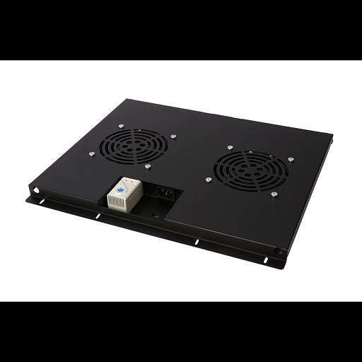 Блок вентиляторов для шкафов TFC глубиной 600мм, 2 вентилятора с терморегулятором, черный фото 1