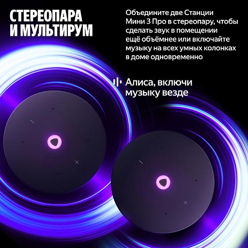 Умная колонка Яндекс Станция Мини 3 Про с Алисой, Zigbee, черный, YNDX-00059BLK фото 8