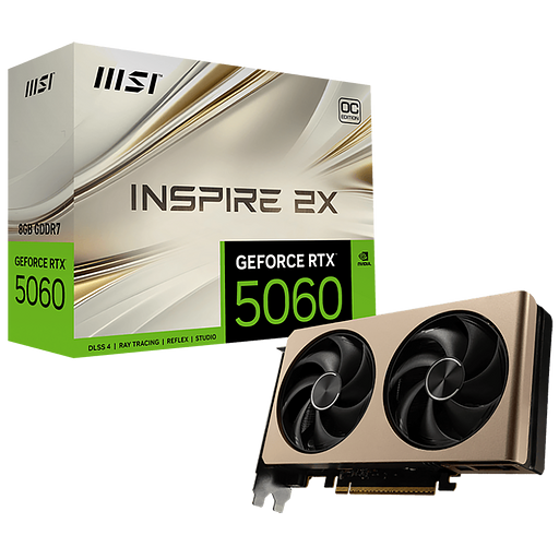 Видеокарта MSI PCIE16 RTX5060 8GB RTX 5060 8G INSPIRE 2X OC фото 1