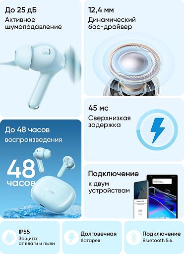 Гарнитура внутриканальные Realme Buds T200x синий беспроводные bluetooth в ушной раковине (6941764467675) фото 5