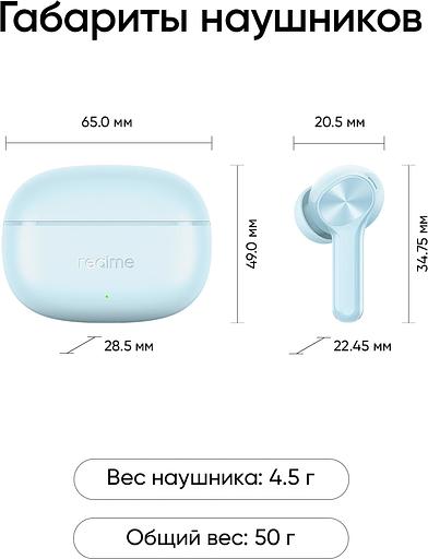 Гарнитура внутриканальные Realme Buds T200x синий беспроводные bluetooth в ушной раковине (6941764467675) фото 9