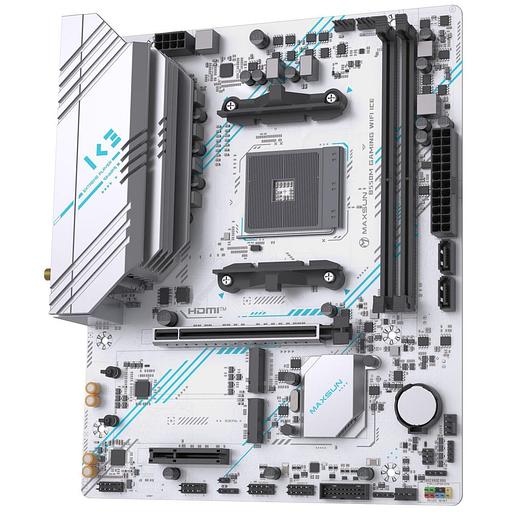 Материнская плата Maxsun MS-B550M GAMING WIFI ICE B550, AM4, 2*DDR4, 1*PCIEx16, 1*PCIEx4, 1*PCIEx1, 2*M.2, 4*USB3.2Gen1, 6*USB2.0, 2*SATA3.0, 1G, DP, HDMI, M-ATX, RTL фото 2