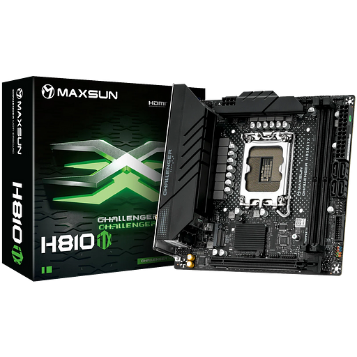 Материнская плата Maxsun MS-Challenger H810ITX WIFI B860, LGA1851, 2*DDR5, 1*PCIEx16, 2*M.2, 4*USB3.2Gen2, 4*USB3.2Gen1, 4*USB2.0, 4*SATA3.0, 1G, DP, HDMI, Mini-ITX, RTL фото 1