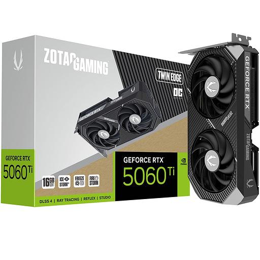 Видеокарта Zotac RTX5060Ti TWIN EDGE OC 16GB GDDR7 128bit 3xDP HDMI 2FAN MEDIUM PACK фото 1