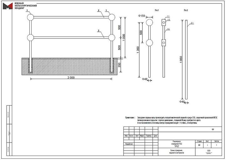 Пешеходное ограждение ПО2 "ОРУД" Ф159 фото 2