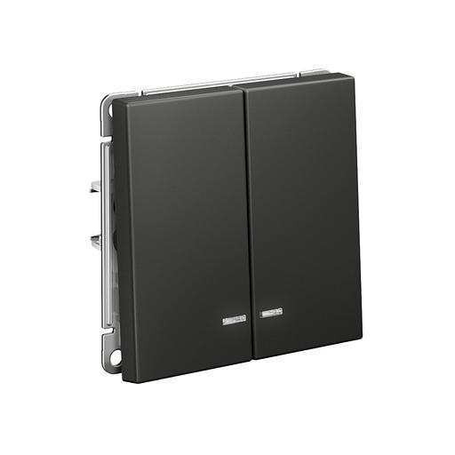 ARTGALLERY 2-клавишный ВЫКЛЮЧАТЕЛЬ с подсветкой, сх.5а, 10АХ, механизм, быстрозажимные клеммы, БАЗАЛЬТ фото 4