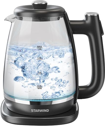 Чайник электрический Starwind SKG4041 1.8л. 1800Вт черный корпус: стекло фото 1