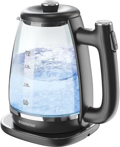 Чайник электрический Starwind SKG4041 1.8л. 1800Вт черный корпус: стекло фото 2