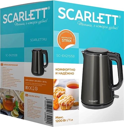 Чайник электрический Scarlett SC-EK21S58 1л. 1200Вт черный корпус: металл/пластик фото 5