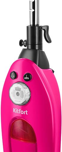Швабра паровая Kitfort КТ-3940 1500Вт розовый/черный фото 3