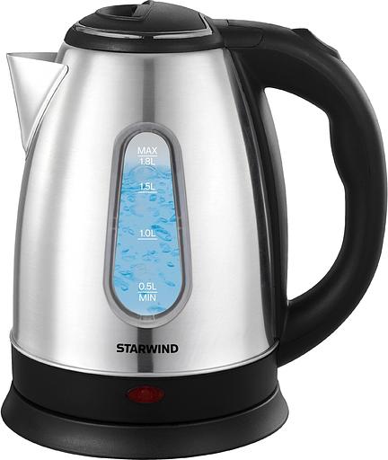 Чайник электрический Starwind SKS2100 1.8л. 1700Вт черный/прозрачный корпус: стекло фото 1