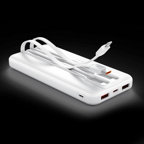 Power Bank Vention 10000mAh(Micro-USB/C/A/A) со встроенными кабелями 22.5W Белый с LED Дисплеем, шт. Vention FHOW0 фото 10