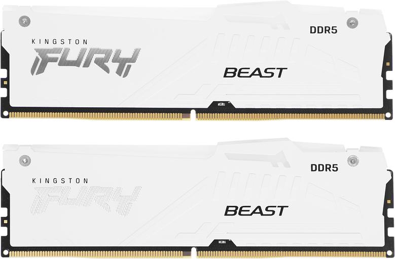 Оперативная память Kingston DDR5 DIMM FURY Beast White RGB 32Gb (kit 2x16Gb), 6400Mhz, [KF564C32BWAK2-32] CL32, с радиатором Kingston фото 1