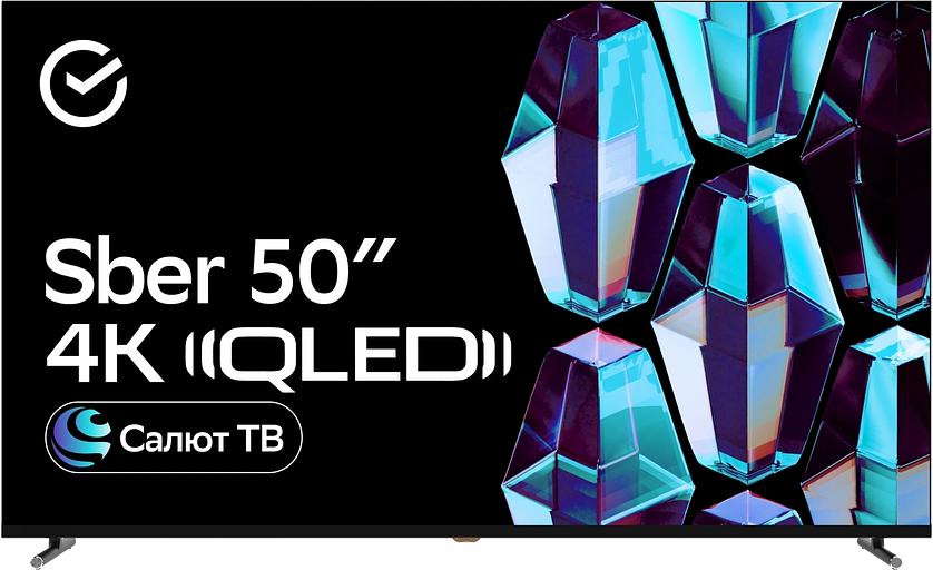 Телевизор QLED Sber 50" SDX-50UQ5234 Салют ТВ Frameless черный 4K Ultra HD 60Hz DVB-T DVB-T2 DVB-C DVB-S DVB-S2 USB WiFi Smart TV (RUS) фото 1