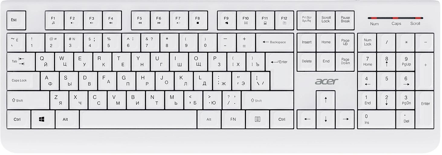 Клавиатура + мышь Acer OCC401 клав:белый мышь:белый USB беспроводная (ZL.ACCCC.017) фото 2