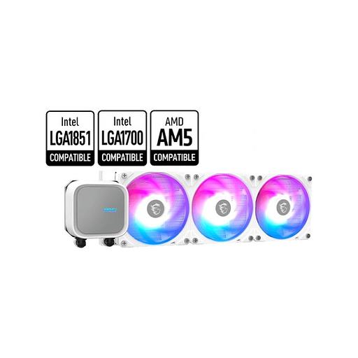 Жидкостная система охлаждения MSI MAG CORELIQUID A13 360 White 3 x ARGB Gen2 Fan, ARGB Gen2 Block, Color Box, LGA1700, 1851, AM5 фото 3