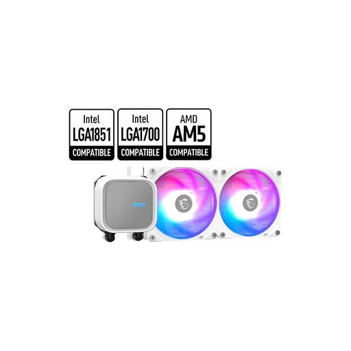 Жидкостная система охлаждения MSI MAG CORELIQUID A13 240 White 2x ARGB Gen2 Fan, ARGB Gen2 Block, Color Box, LGA1700, 1851, AM5 фото 3