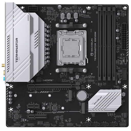 Материнская плата Maxsun MS-Terminator B850M WIFI B850, AM5, 4*DDR5, 1*PCIEx16, 1*PCIEx4, 1*PCIEx1, 2*M.2, 2*TypeC, 6*USB3.2Gen1, 6*USB2.0, 4*SATA3.0, 2.5G, DP, HDMI, M-ATX, RTL фото 2