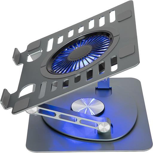 Подставка для ноутбука Digma D-NCP170-1xRGB110-360 17" 240x230x50мм 2xUSB 1x алюминий серый фото 3