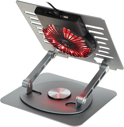 Подставка для ноутбука Digma D-NCP170-1xRGB110-360 17" 240x230x50мм 2xUSB 1x алюминий серый фото 5
