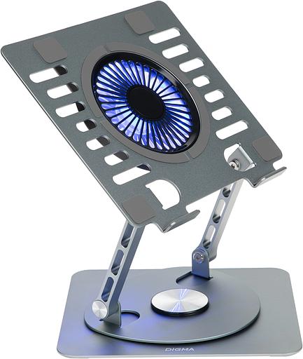 Подставка для ноутбука Digma D-NCP170-1xRGB110-360 17" 240x230x50мм 2xUSB 1x алюминий серый фото 10