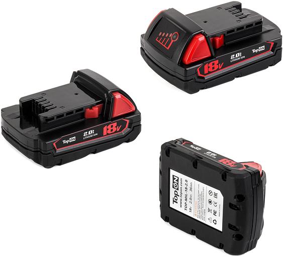 Батарея аккумуляторная TopON TOP-MIL-18-2.0 18В 2Ач Li-Ion (103452) фото 1