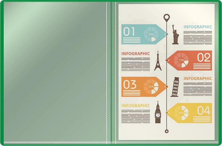 Папка с 30 прозр.вклад. Silwerhof Eco SE-V30GRN A4 пластик 0.5мм зеленый фото 2