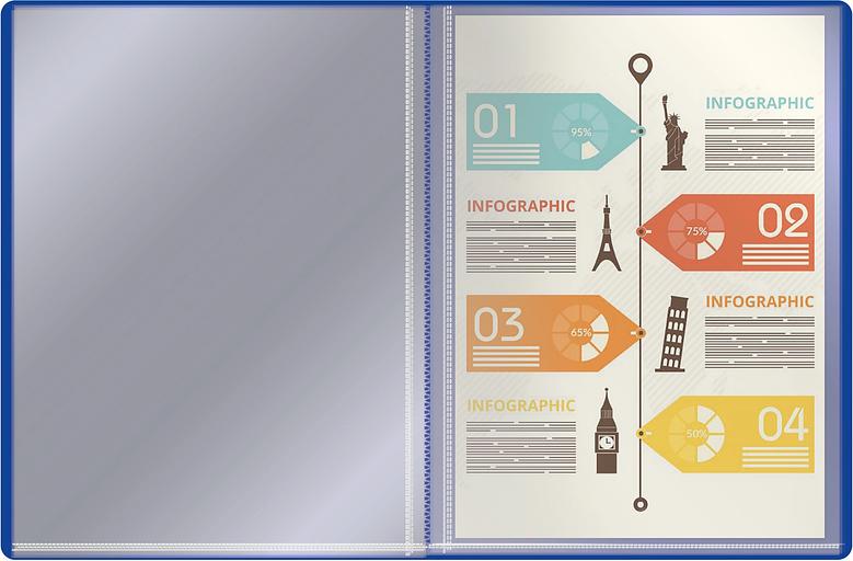 Папка с 40 прозр.вклад. Silwerhof Eco SE-V40BLU A4 пластик 0.5мм синий фото 2