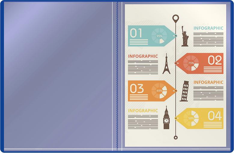 Папка с 10 прозр.вклад. Silwerhof Eco SE-V10BLU A4 пластик 0.5мм синий фото 2