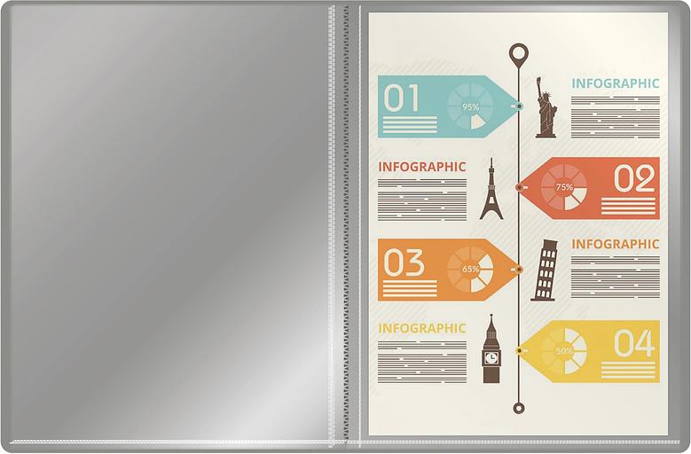 Папка с 30 прозр.вклад. Silwerhof Eco SE-V30GREY A4 пластик 0.5мм серый фото 2