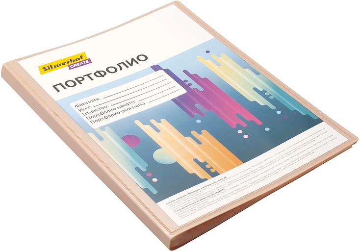 Папка-портфолио с 40 прозр.вклад. Silwerhof Create SCR-P40CR A4 пластик 0.7мм карм.на лиц.стор. кремовый фото 2