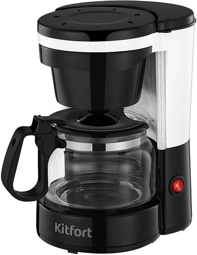 Кофеварка капельная Kitfort КТ-7486 550Вт черный/белый фото 1