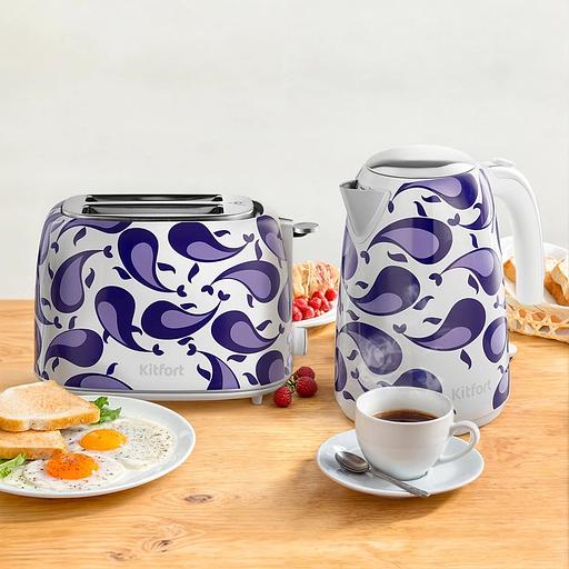 Тостер Kitfort КТ-6863 1080Вт белый/фиолетовый фото 6