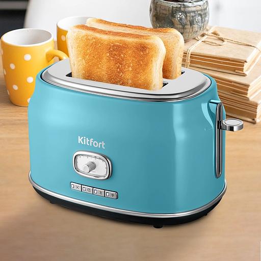 Тостер Kitfort КТ-6455 815Вт голубой/серебристый фото 4