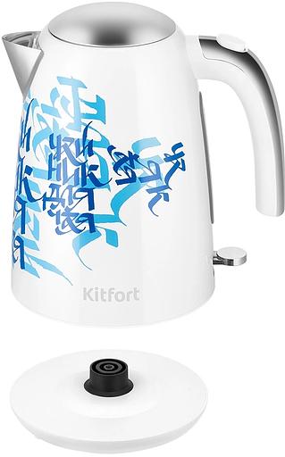 Чайник электрический Kitfort КТ-6772 1.7л. 2200Вт белый/синий корпус: металл/пластик фото 3