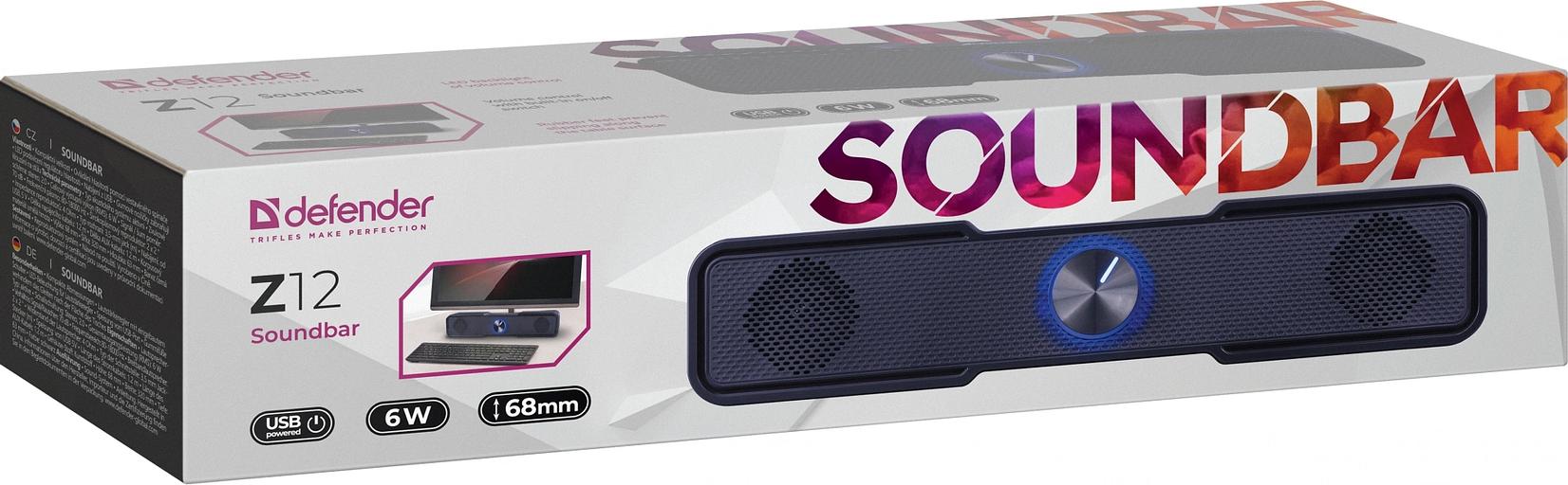 Саундбар Defender Z12 2.0 черный 6Вт фото 6