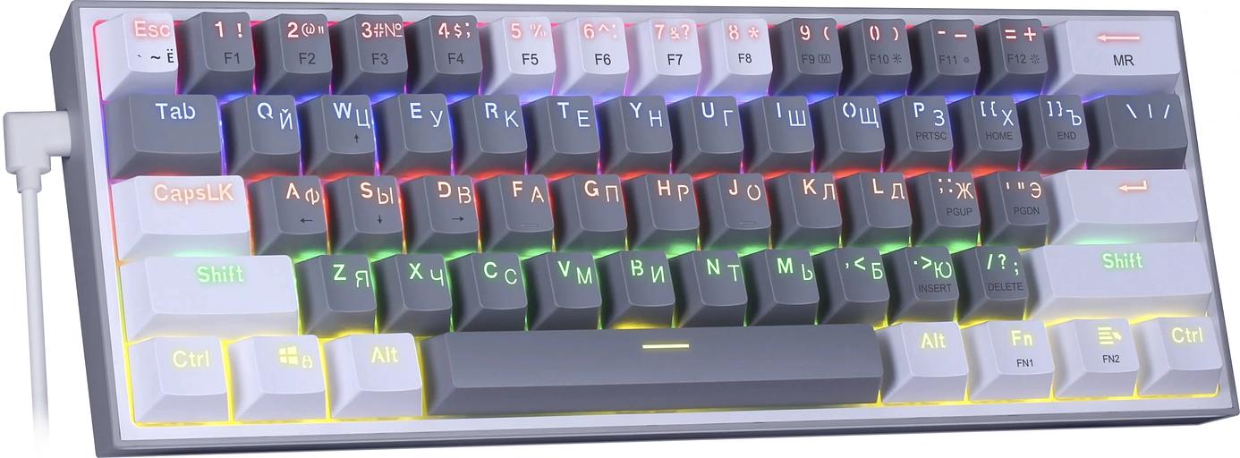 Клавиатура Redragon Fizz механическая белый/серый USB Multimedia for gamer LED (72602) кабель 1.8м фото 4