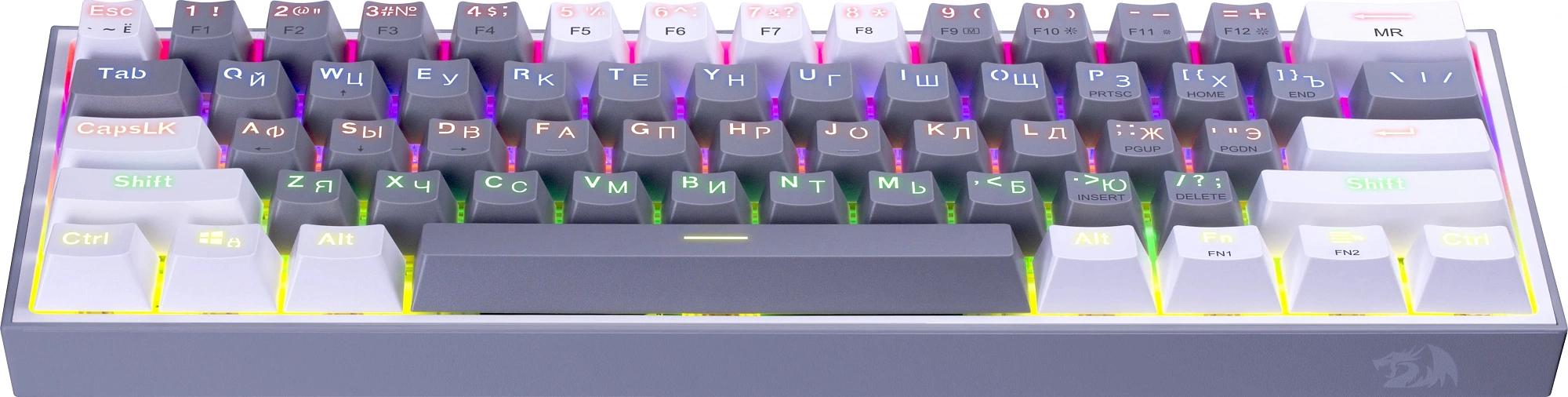 Клавиатура Redragon Fizz механическая белый/серый USB Multimedia for gamer LED (72602) кабель 1.8м фото 6