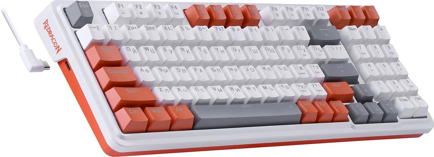 Клавиатура Redragon Gloria механическая белый/оранжевый USB Multimedia for gamer LED (72216) кабель 1.8м фото 6
