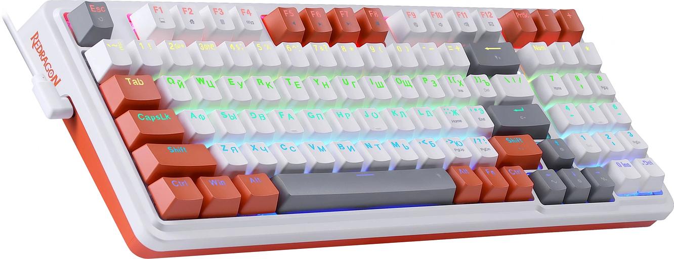 Клавиатура Redragon Gloria механическая белый/оранжевый USB Multimedia for gamer LED (72216) кабель 1.8м фото 7